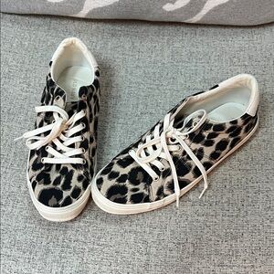 Old Navy Animal Print Tie Sneakers-Cheetah-Size 7